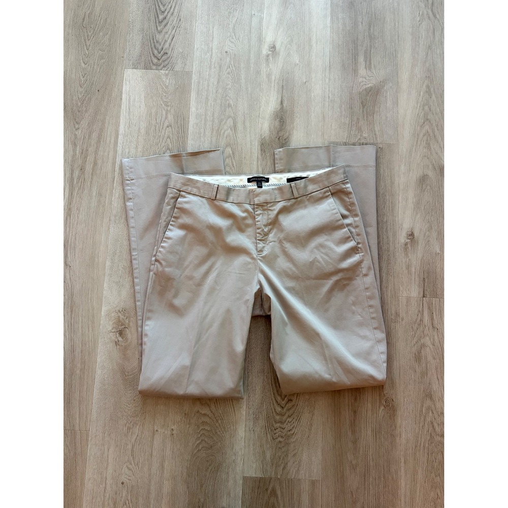 Banana Republic Logan Fit Khaki Tan Straight Leg Pants Womens 14L Tall Stretch